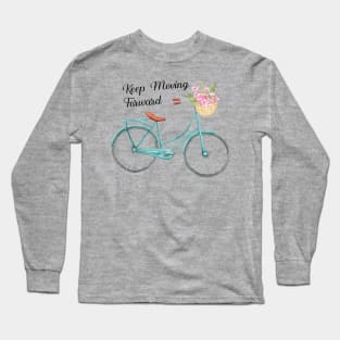 Classic Baby Blue Spring Bicycle Keep Moving Froward Quote Long Sleeve T-Shirt